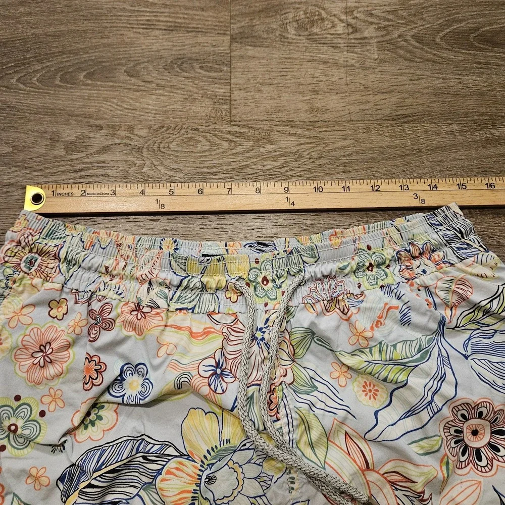 Vilebrequin Mens XL Floral Swim Trunks Multicolor Nylon Lined Drawstring